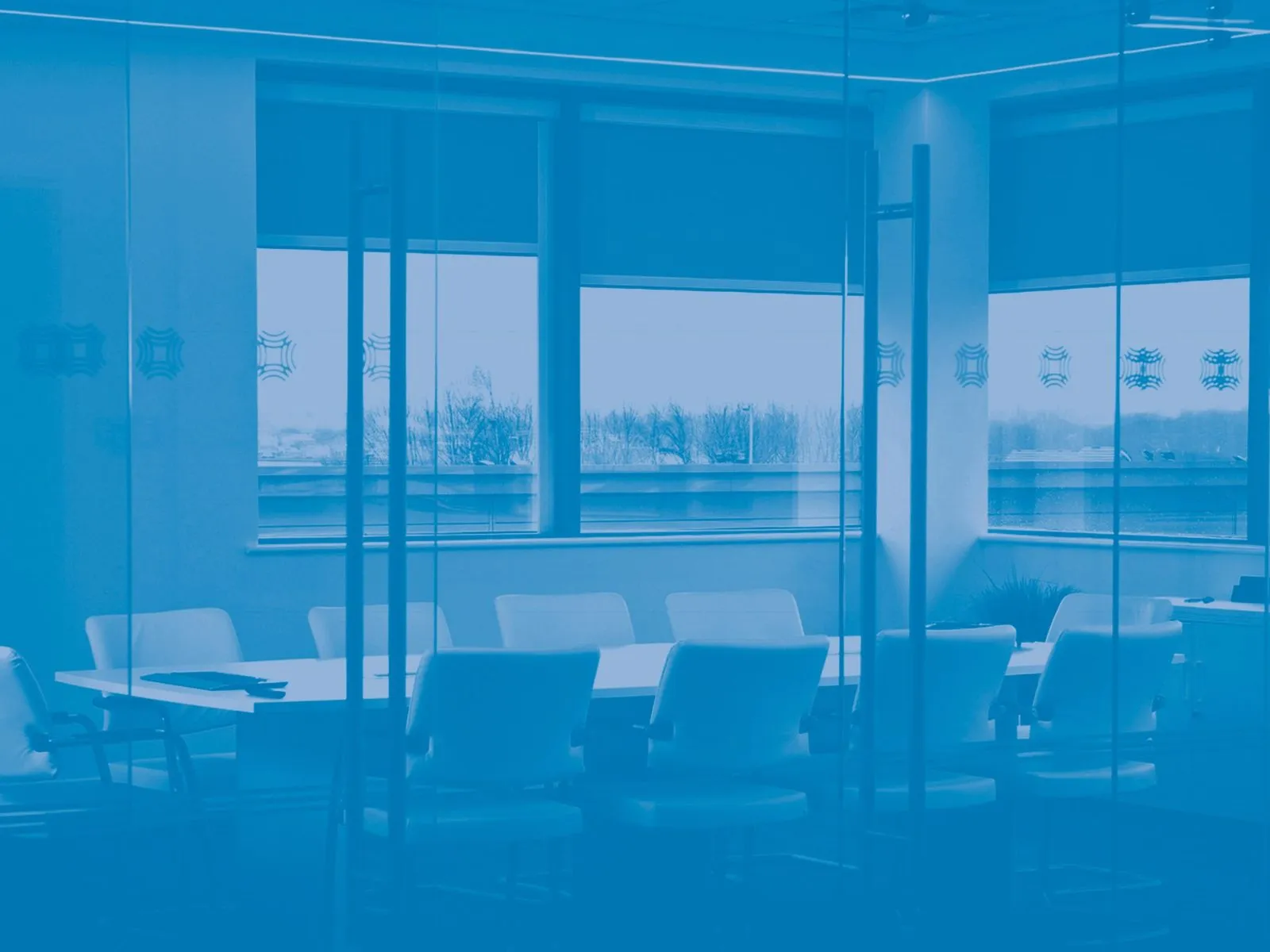 The glass-walled boardroom at Odyssey’s Preston Farm offices